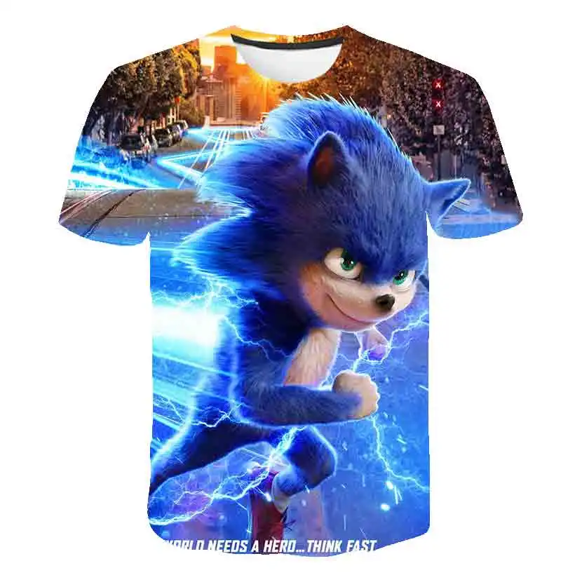 3D Принт футболки Sonic Kids модная и стильная футболка с короткими рукавами Ёжиком Соником Футболка для