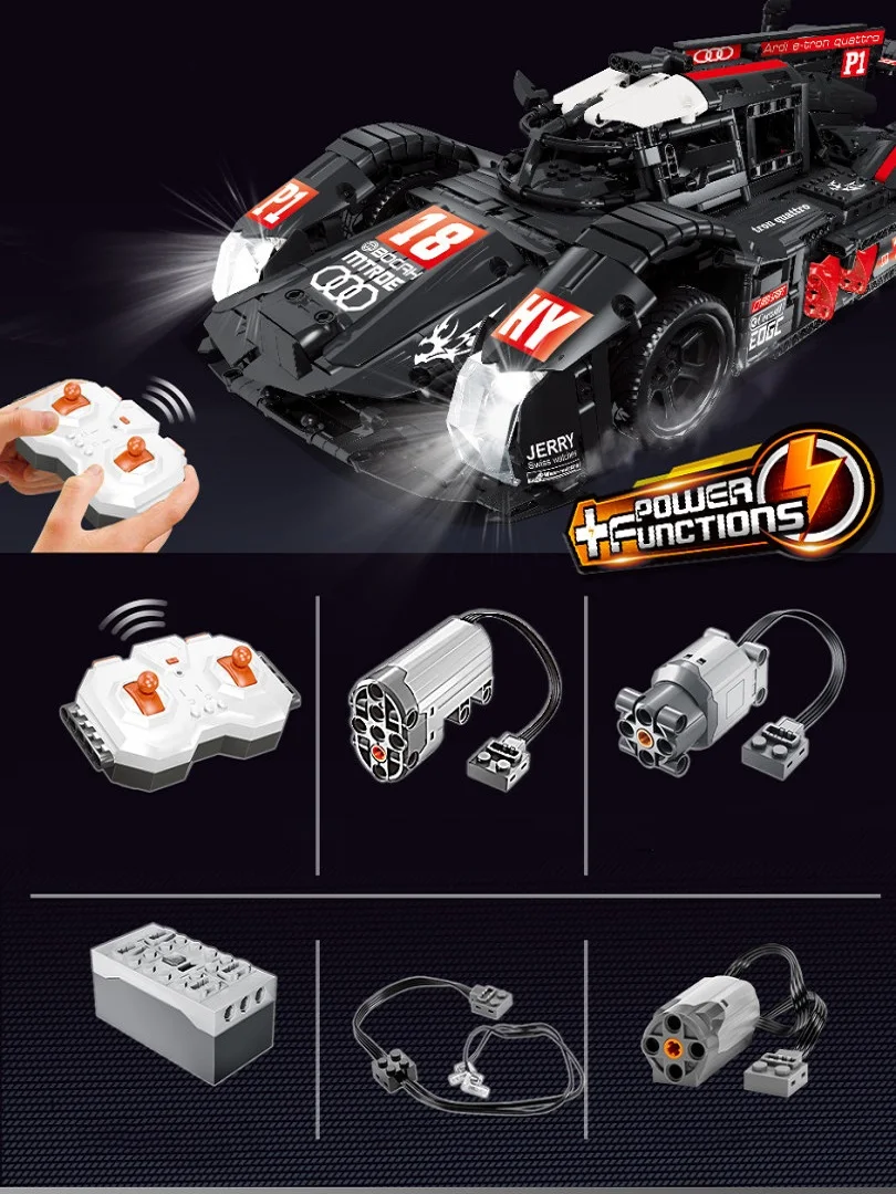 1908 шт. RC Technic серия супер гоночный автомобиль спортивные чемпионы GT R18 суперкар модель строительные блоки игрушки для детей рождественские подарки - Цвет: with motor