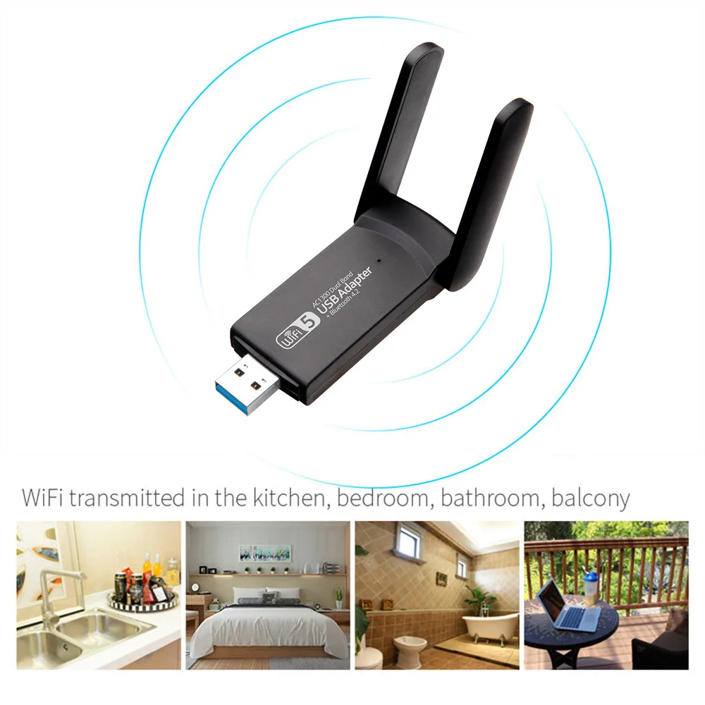 wireless card USB 3.0 Wireless Network Card Bluetooth version 4.2 1200Mbps Wifi Adapter Antenna Dongle Network Card Suit for Laptop Desktop wifi card