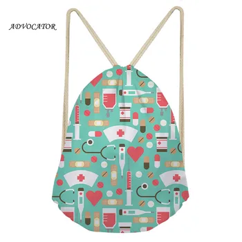 

Cartoon Nurse 3D Design Women Drawsting Pouch Student's String Backpack Storage Package Mulheres Mochila Meninas