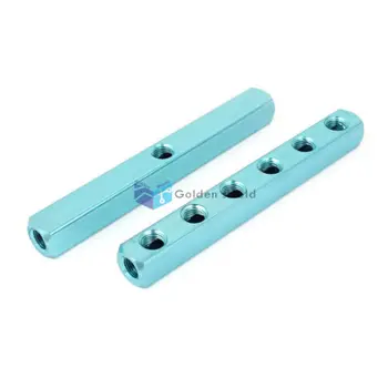 

2 Pcs Pneumatic 6 Way Air Hose Inline Manifold Block Splitter Teal Blue