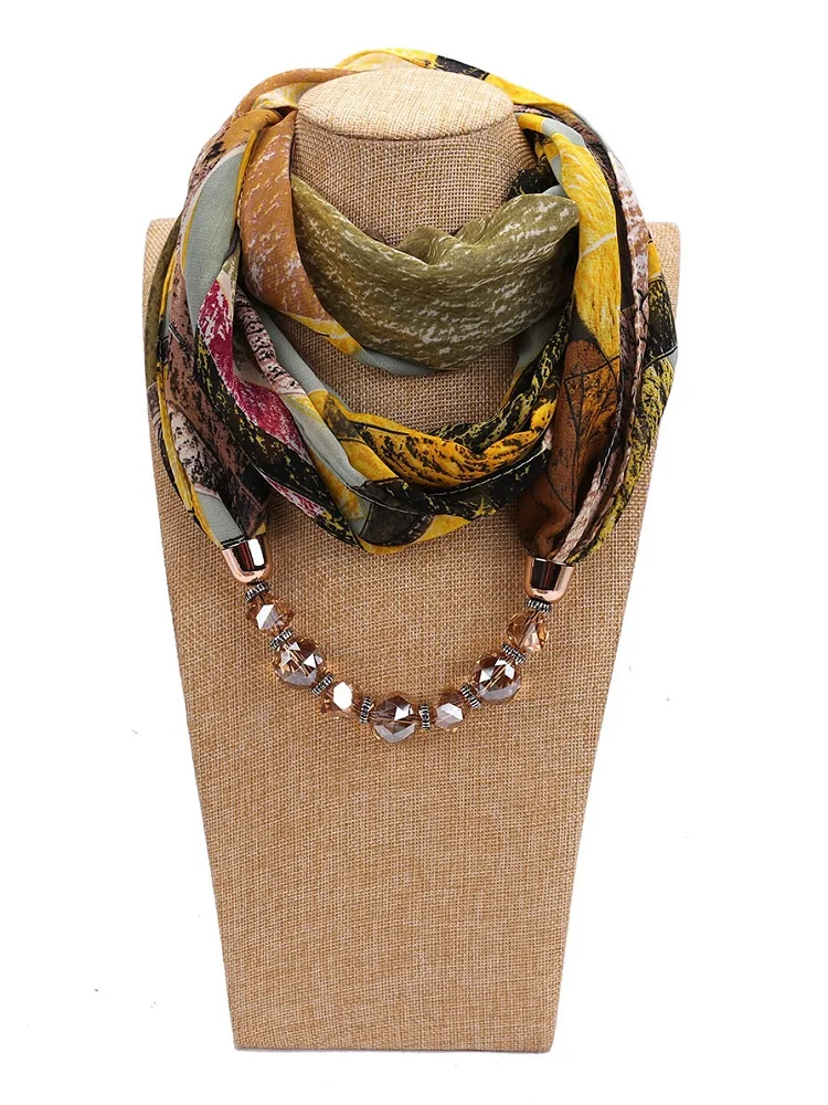 

Women Printed Chiffon Ring Scarf Hijabs Multi-style Jewelry Necklace Flower Pendant Scarf Lady Apparel Accessories Wholesale