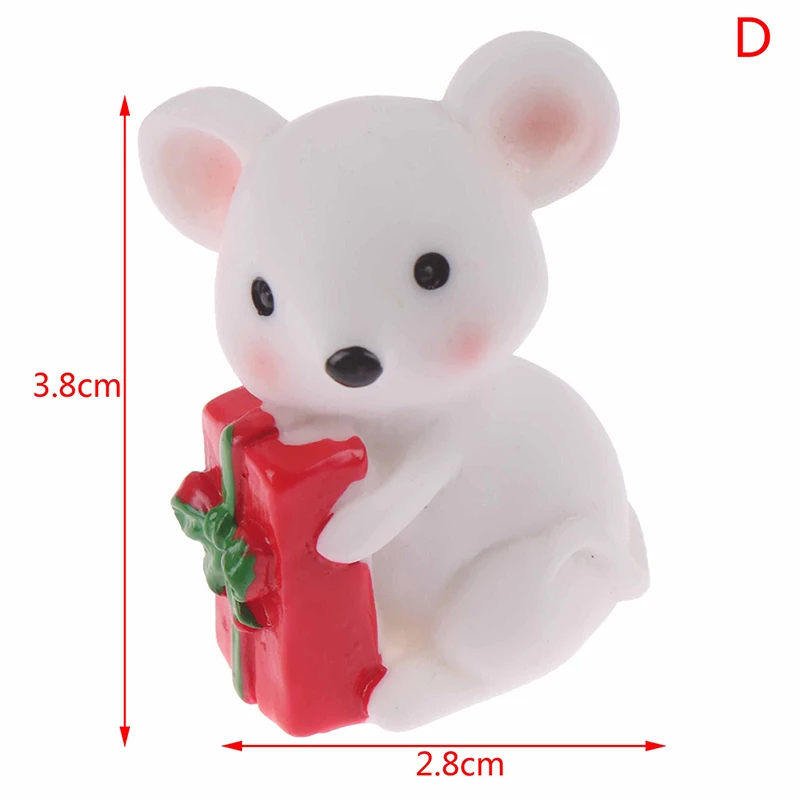 1PCS Cute New Year Christmas Snow Rat Little Mouse Gift Children Toy Decoration Small Statue Figurine Ornament Miniatures - Цвет: D
