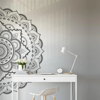 

Half Mandala Wall Decal Boho Mandala Art Vinyl Sticker , Large Mandala Wall Art Yoga Studio Home Meditation Room Decoration MT30