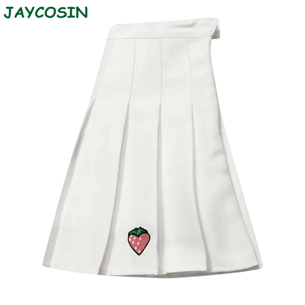 JAYCOSIN Женская одежда с клубничным принтом, юбки в складку, женская модная мини-юбка, весна-лето, Faldas Mujer Moda 1202