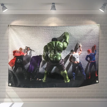 

"Superhero" Cartoon Movie Poster Banners Children's Room Wall Decoration Hanging Art Waterproof Cloth Polyester Fabric Flags