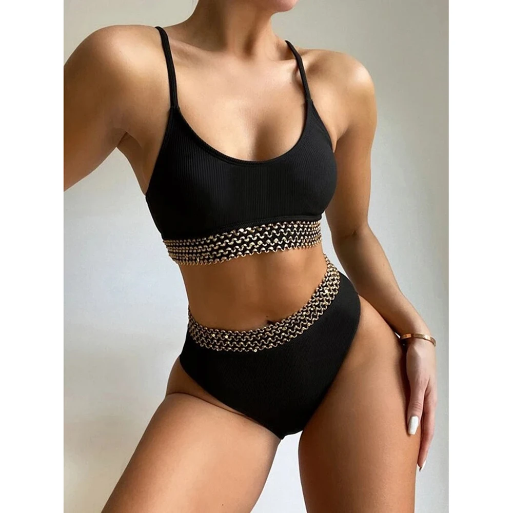 bathing suit sets CPUTAN Sexy Push Up Bikini High Waist Women Swimsuits Solid Swimwear 2022 Black Female Set Vintage Cut Bathing Suit New white bikini set