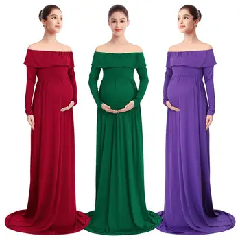

Pregnancy Dress Long Sleeve Maxi Long Maternity Dress Pregnant Women Photography Costumes Wedding Baby Show Pregnancy Dresses