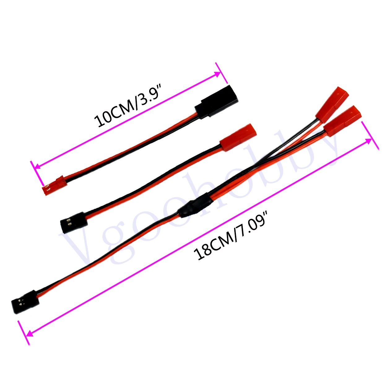 Male JR to Female JST Y Splitter Harness Parallel Wire & 1 Pair JST to JR Male Female Cable Servo Adapter for RC Helicopter