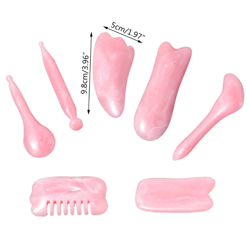 7pcs/set Natural Resin Massage Scraping For Face Neck Beeswax Guasha Scraper Massager Scrape Therapy Acupoint Acupressur