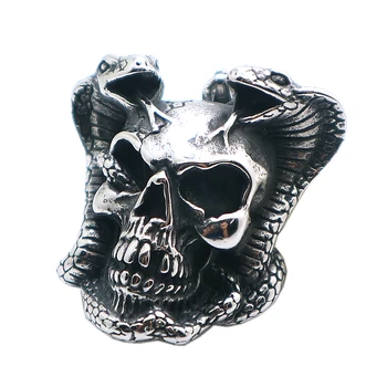 

Unisex 316L Stainless Steel Cool Punk Gothic Big Skull Cobra Snake Pendant Newest