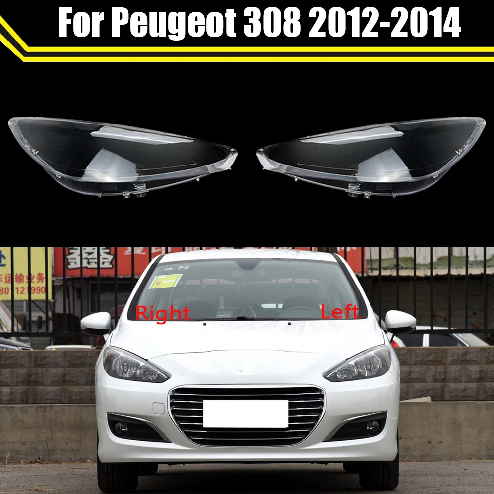 

Front Transparent Lampshade Lens Glass Lamp Case Headlight Cover Lampcover Caps Headlamp Shell For Peugeot 308 2012 2013 2014