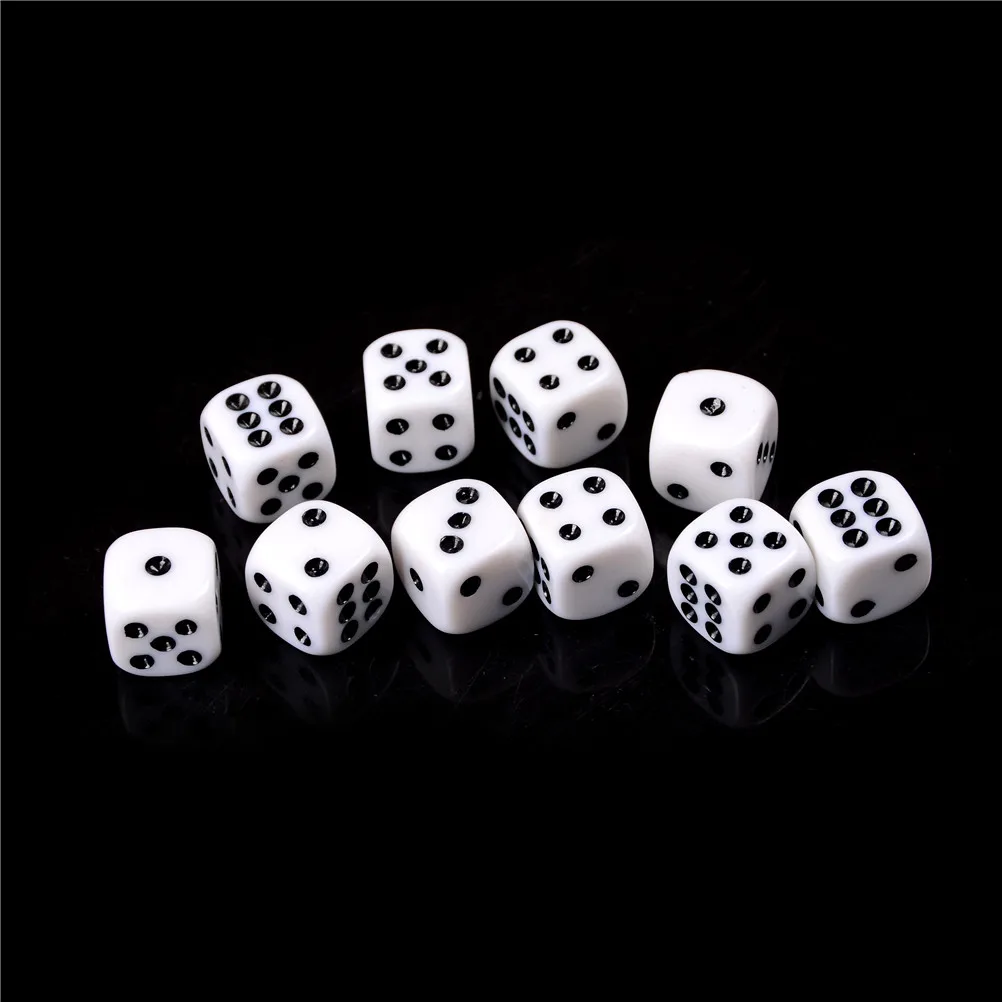 Six Sided Round Corner Opaque Dice RPG Standard Gambling Games Pips Cube Funny Toy White Playing Dices Set HOT SALE | Спорт и