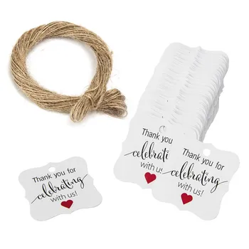 

100 Pcs kraft Paper White Label Stickers Tags Thank Or Handmade Multi Styles Hang Tags Cards With 20 Meters Natural Jute Twine
