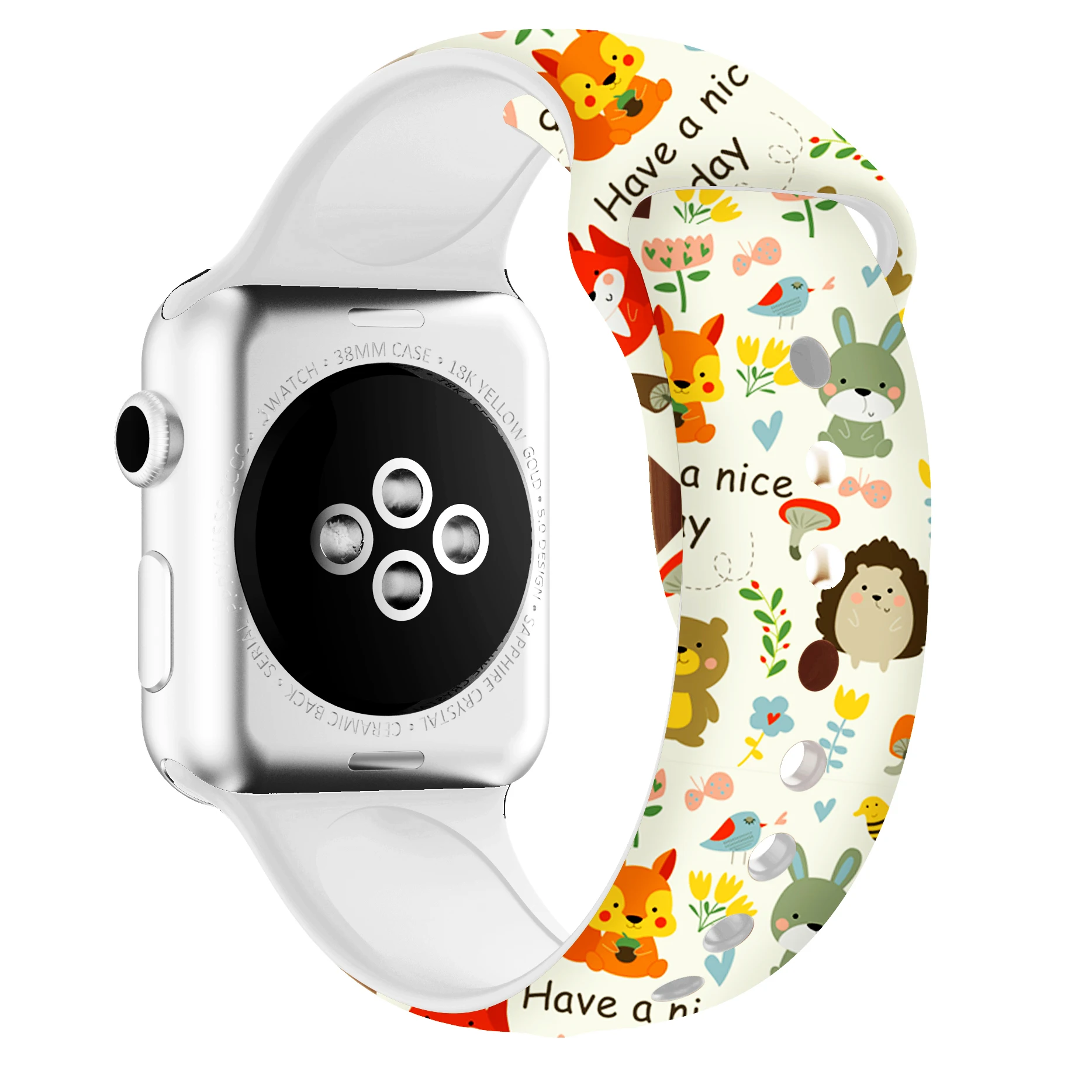 Цветной ремешок для Apple Watch 42 мм 38 мм мягкий силиконовый спортивный сменный ремешок для Apple Watch 5 серии 4 40 мм 44 мм - Цвет ремешка: Small-animals