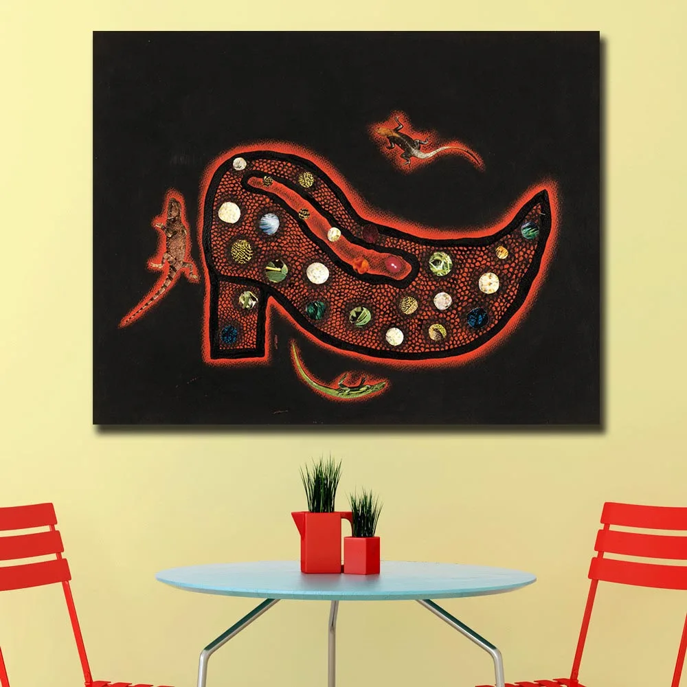 

Print Oil Painting Wall Art Painting Yayoi Kusama Shoe Home Decorative Wall Art Picture for Living Room Canvas Painting Unframed