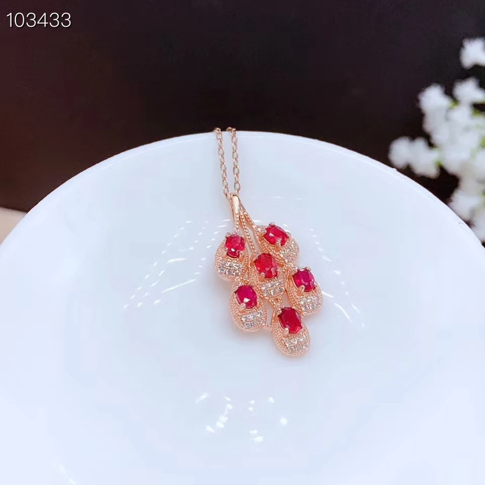 

exquisite red ruby gem pendant real 925 silver women collarbone necklace fine jewelry natural gem birthday gift luck birthstone