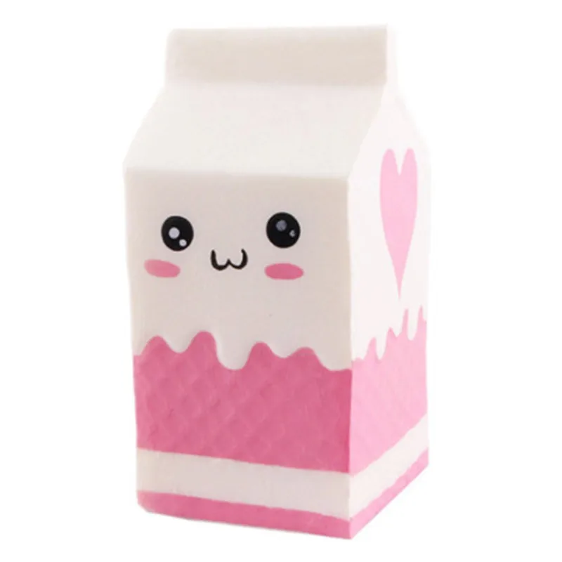 

Simulation Squshy Cute Fairytale Slow Rebound PU Milk Box Toy Squishy Authentic Soft White Pink Cartoon Expression Yogurt Box