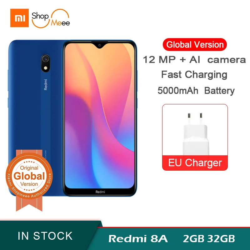Global Version Xiaomi Redmi 8A 2GB RAM 32GB ROM Snapdragon 439 Octa Core 6.22” 5000mAh 12MP Camera Smartphone