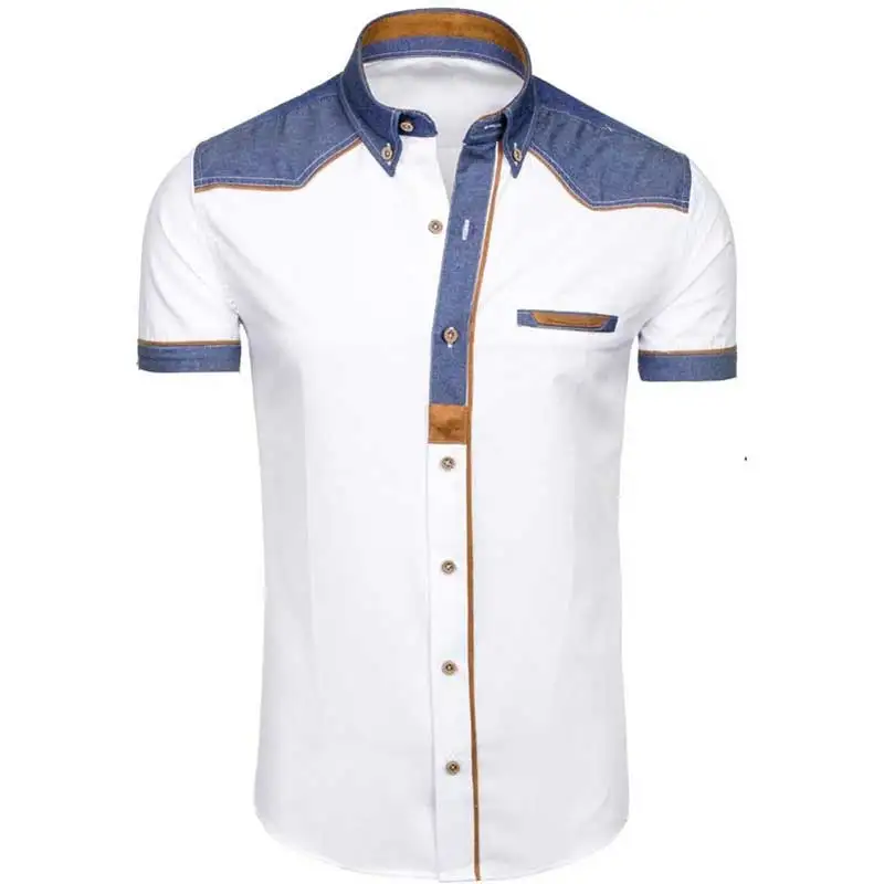 Mens Denim Short Sleeve Formal Shirt-1