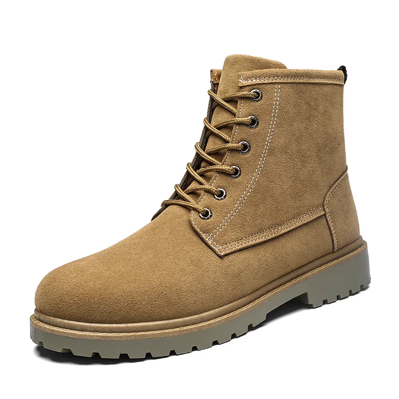 

Autumn New Style Boots Combat Boots Korean-style British-Style Leather Boot plus Velvet Men's Martin Boots Hight-top Workwear Ba