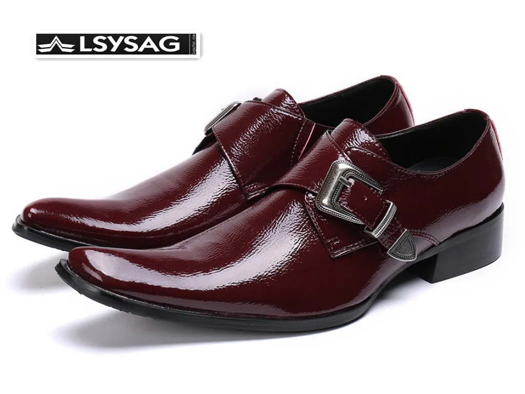 

New Italian Genuine Leather Men Oxford Shoes Business Office Formal Dress Shoes Monk Strap Men Brogue Shoes Brown