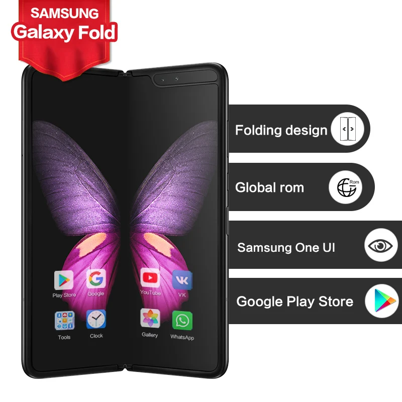 Samsung Galaxy Fold Snapdragon855 7 3 &quotAMOLED Foldingscreen NFC 2x zoom 12G 512G Беспроводная зарядка 6 камер 16 МП