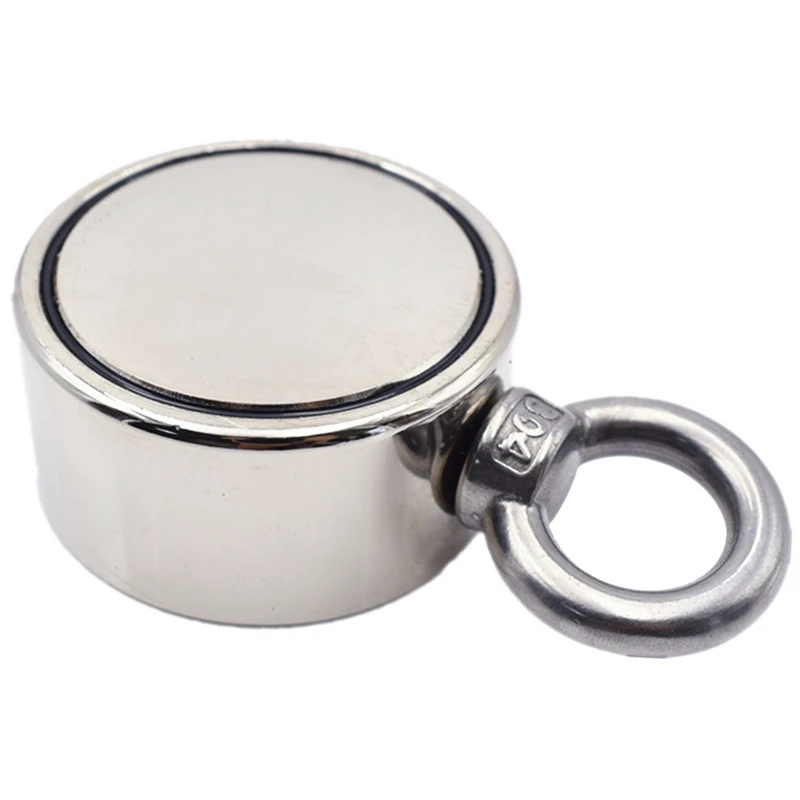 

D60Mm Salvage Neodymium Magnet Super Powerful Hole Circular Ring Hook 350Kg Fishing Permanent Holder Double-Sided Magnet
