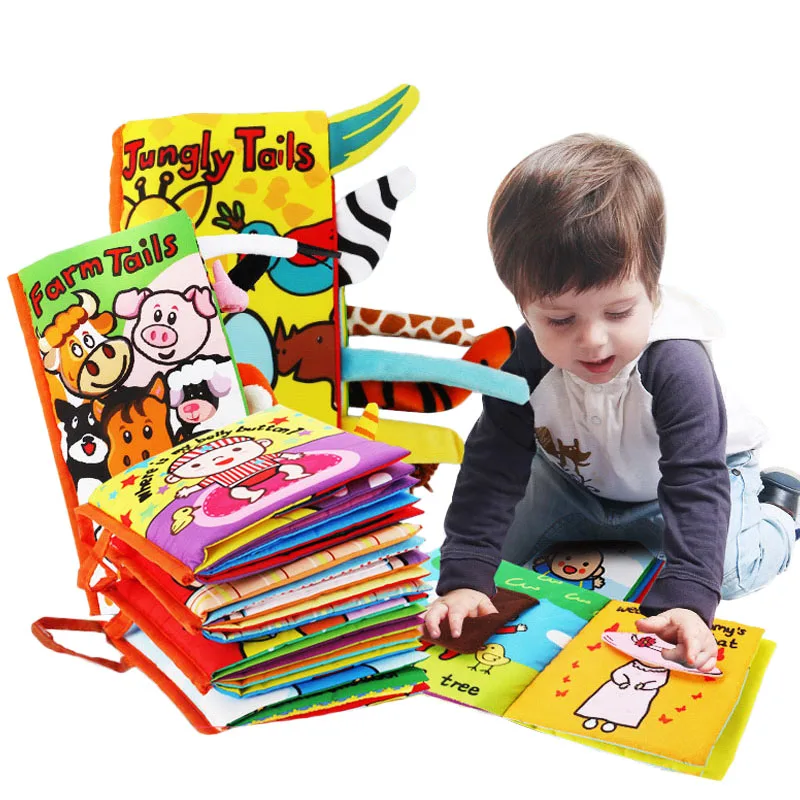 

Infant Baby Books Cloth Book Cartoon Animal Pattern Baby Boy Girl Soft Activity Crinkle Cloth Books Educational Learning Toys