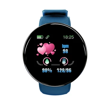 

D18 Bluetooth Smart Watch Men Women Blood Pressure Round Watch Waterproof Sport Tracker WhatsApp for Android Ios-Blue