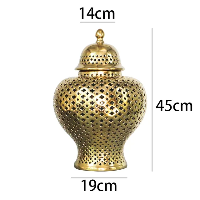 Gold Silver Ceramic Storage Jars with Lid Baroque Hollow Art Crafts European Vintage Ornaments Living Room Desk Decoration 6