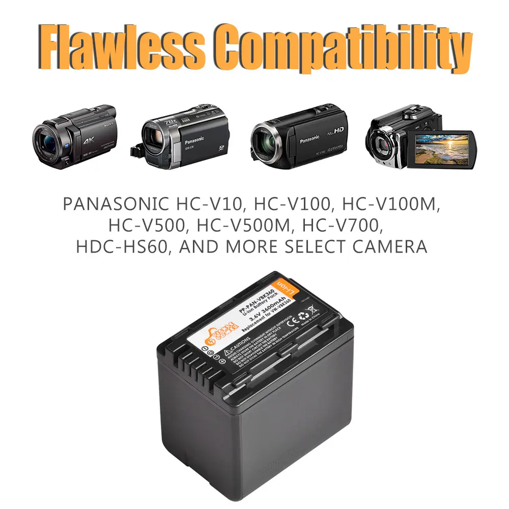 Аккумулятор и жк зарядное устройство для Panasonic VBK360 1 шт. моделей SD40 SD60 SD80 SDX1 H101 H85 H95
