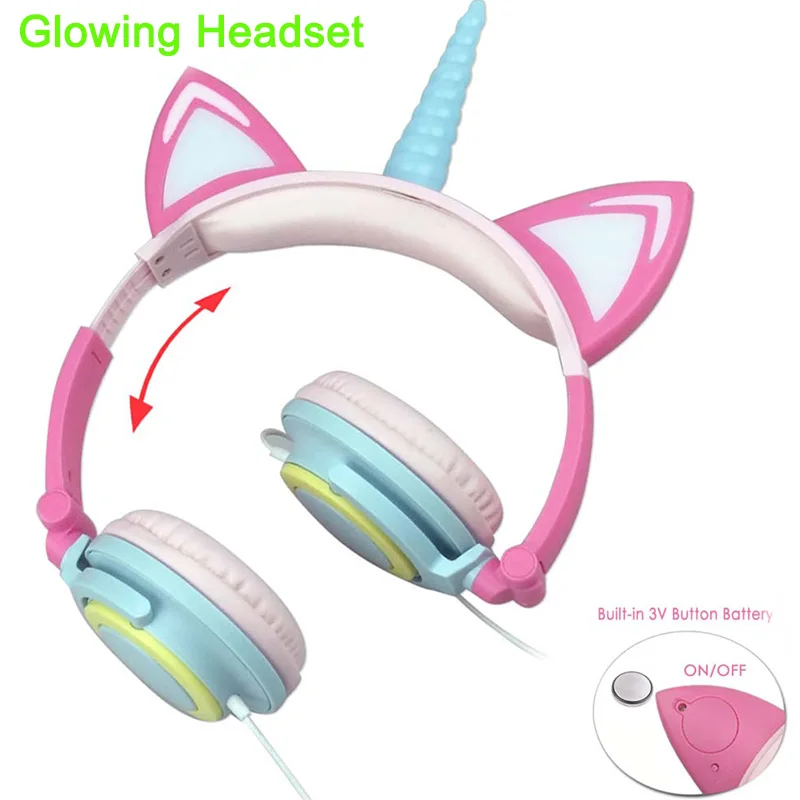 

2019 Cat Ear Headphones LED Ear Headphone Cat Earphone Flashing Glowing Headset Gaming Earphones for Adult Children PC Computers