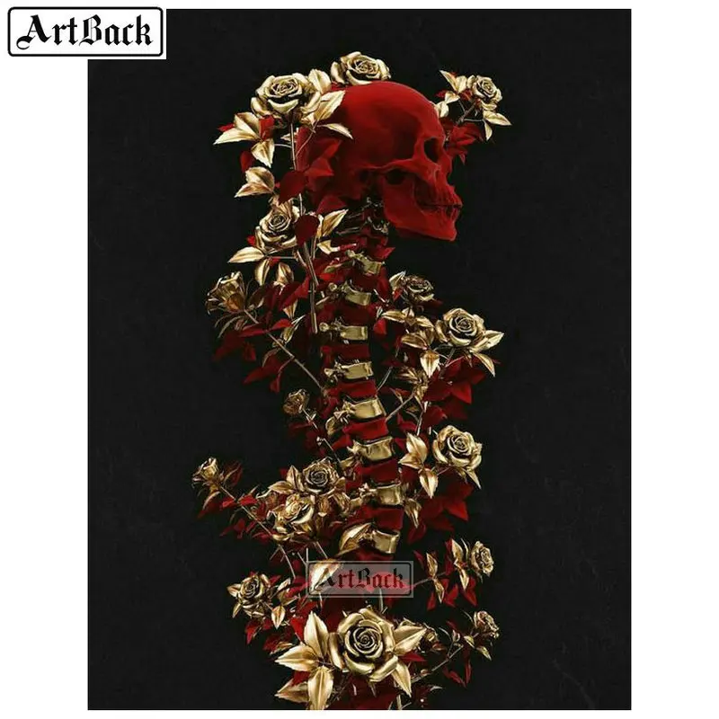 Алмазная 5d картина сделай сам живопись с черепом цветком иконой полностью