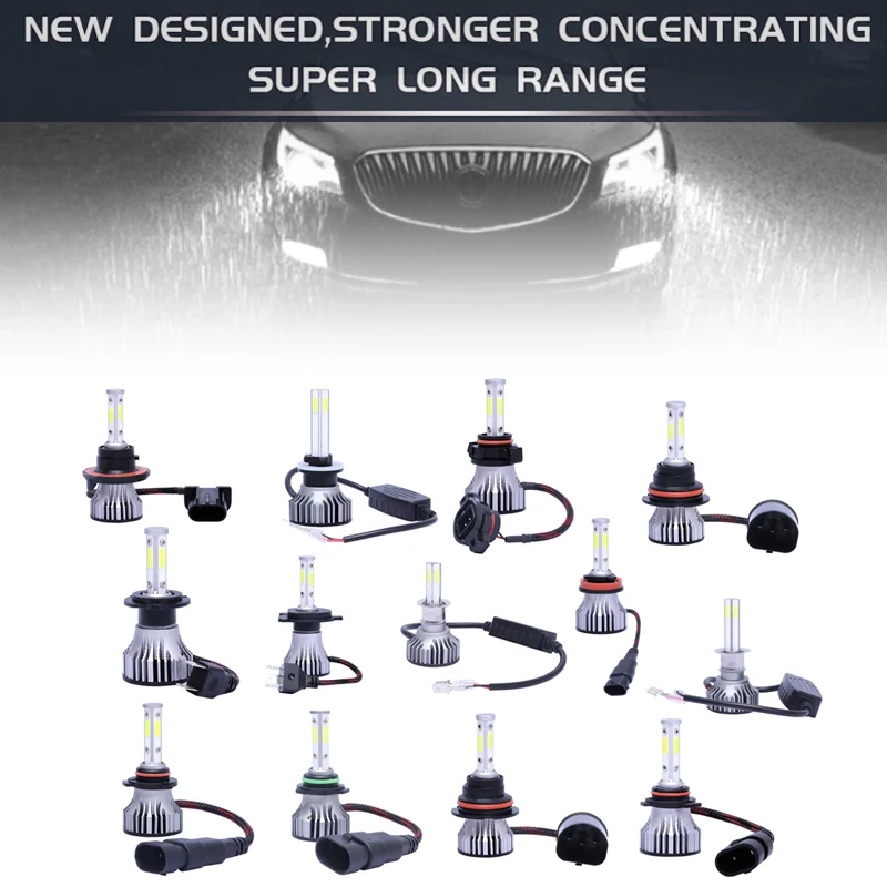 2 шт./лот 5202/9005/9006/9012/H4/H7/H8/H11 4 стороны 72W фары для 8000LM 6500 к туман светильник комплект автомобильных светодиодных фар IP67 Водонепроницаемый