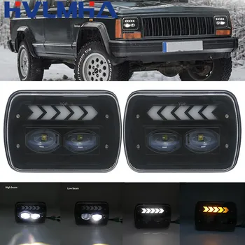 

5X7 7X6 inch Rectangular Sealed Beam LED Headlight With DRL Amber Signal for Jeep Wrangler YJ Cherokee XJ H6014 H6052 H6054 LED