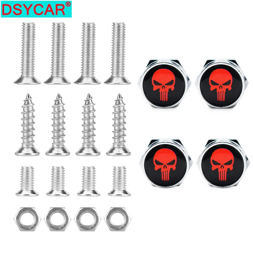 

DSYCAR 1Set Rust Resistant Metal License Plate Frame Universal Bolt Screws Fasteners with Chrome Screw Caps