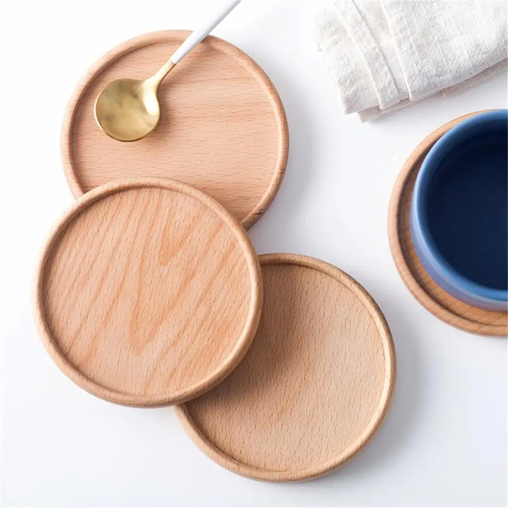 

New Wooden Coaster Pad Beech Black Walnut non-slip Square Round Cup Mat Insulated Teacup Beech Mat For Crafts Wedding Decoration
