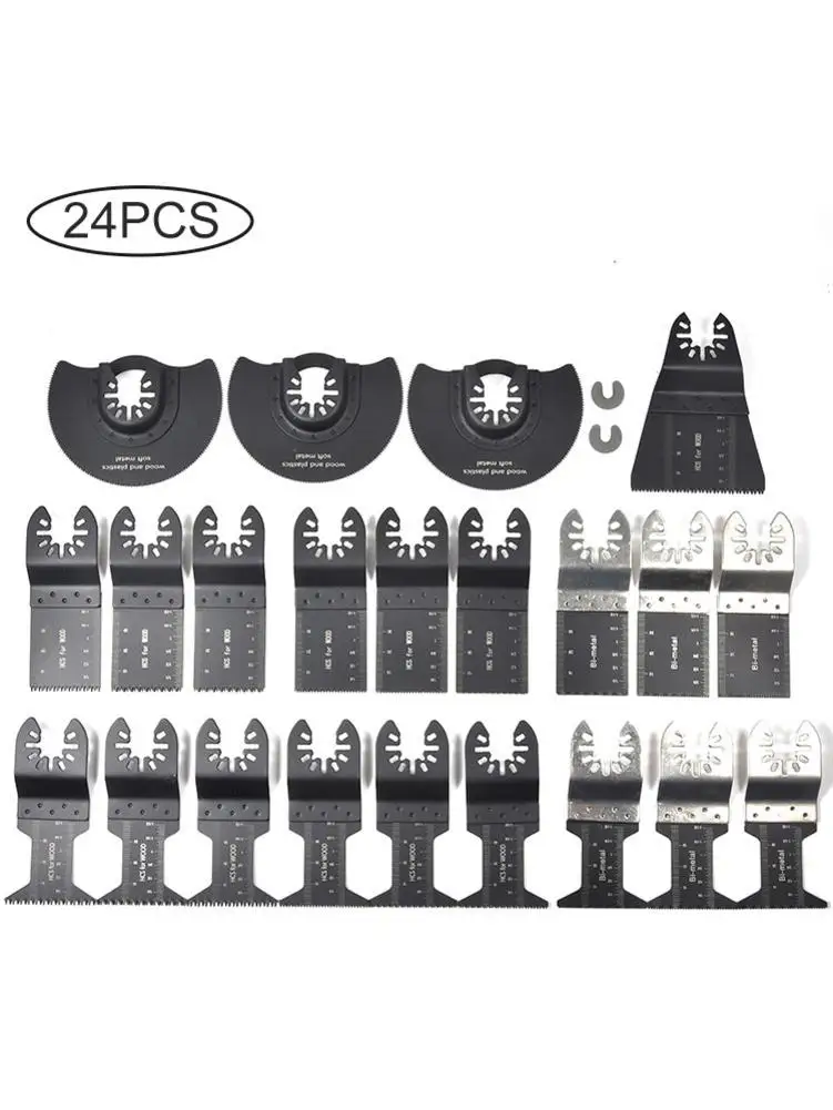 24PCS Oscillating Saw Cutters Universal Multi Tool Quick Release Saw Cutters Kit Cutting Oscillating Tool for Metal Wood Plastic