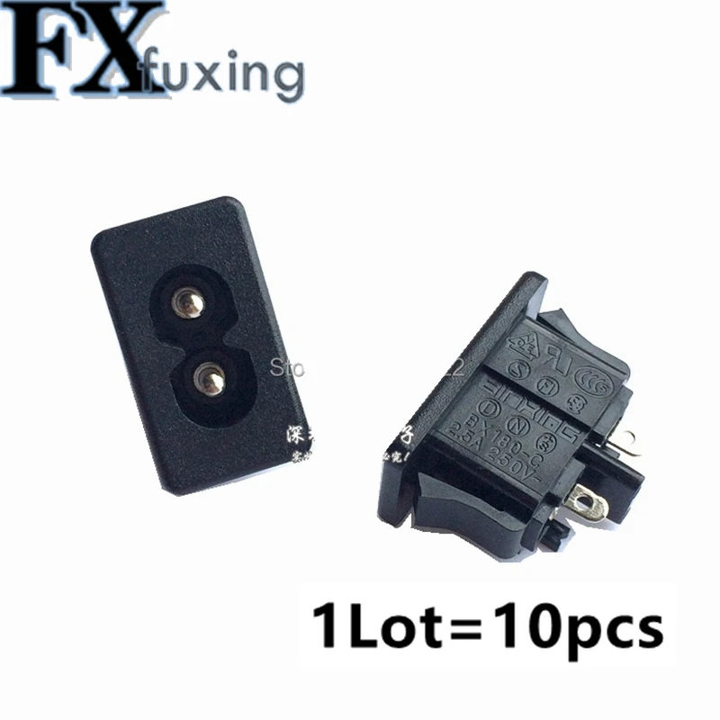 10 шт. BX 180 черный штекер IEC320 C8 разъем питания AC 250 В 2.5A 2Pin 8 слов переменного тока