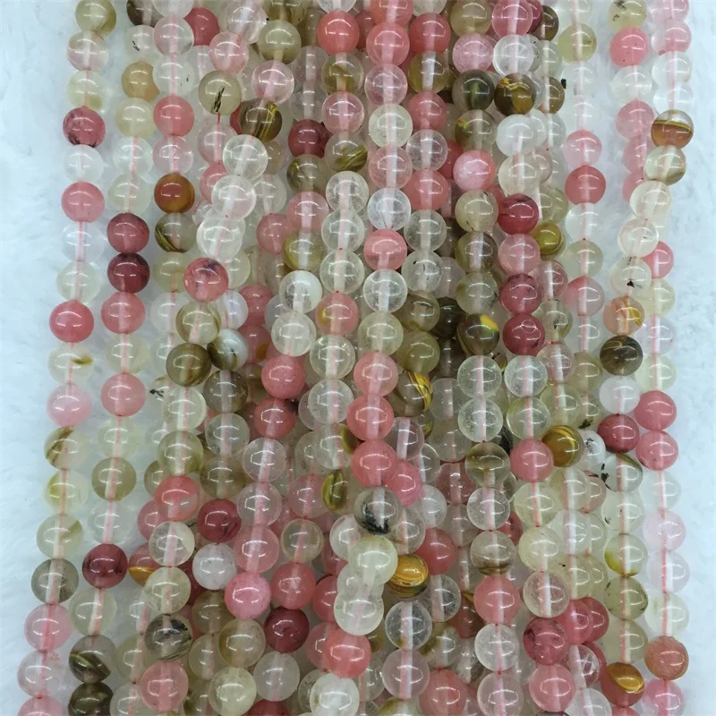 

6/8/10/12mm Clear White Rose Pink Genuine Gemstone Really Natural Stone Bead For Jewelry Making Round Loose Beads Fit DIY Gift