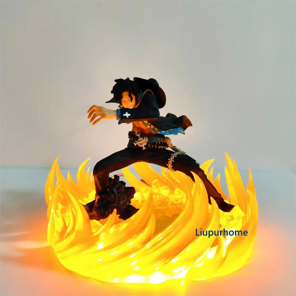 Lampara One Piece Ace Fire Fighting Scene Led Night Lights One Piece Lamp For Bedroom Christmas Gift