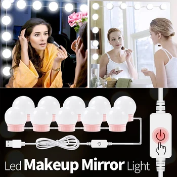

USB 5V Makeup Table Mirror Light Led Hollywood Vanity Lamp Led Dressing Table Mirror Lights Stepless Dimmable Cosmetic Bulbs