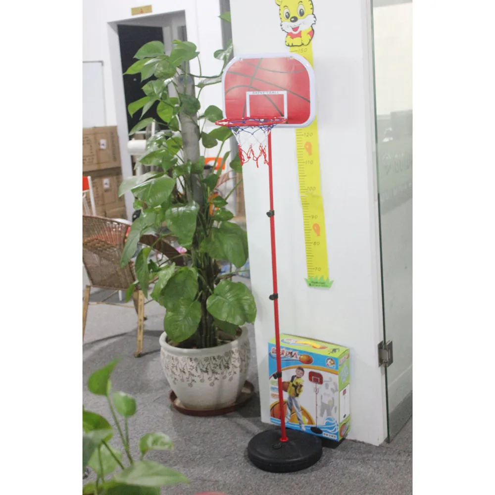 63-165cm Portable Children's Basketball Stand Adjustable Basketball Backboard Height with Inflator Basque Game Set Indoor Sports