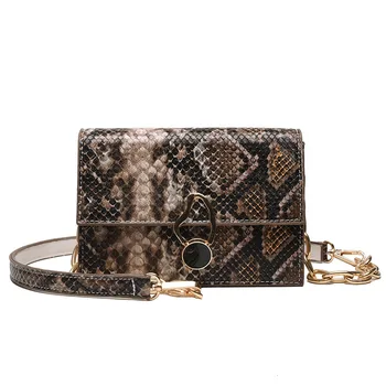 

2019 New Snake Pattern Three-dimensional Simple PU Leather Small Square Women Bag Shoulder Messenger Bag Ladies Pochette Femme