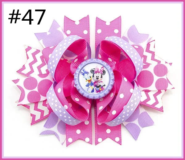 free shipping A.B.C.D.E 500pcs 5.5'' inspired hair bows popular cartoon hair bow with lined clips boutique girl hair bows-B
