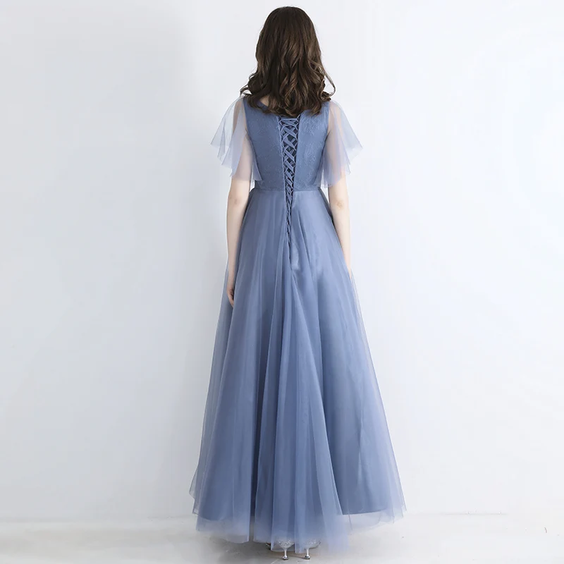 SSYFashion/Новые торжественные платья вечернее кружевное платье с аппликацией из бисера, серые, синие, длина до пола, праздничные платья на заказ, Robe De Soiree