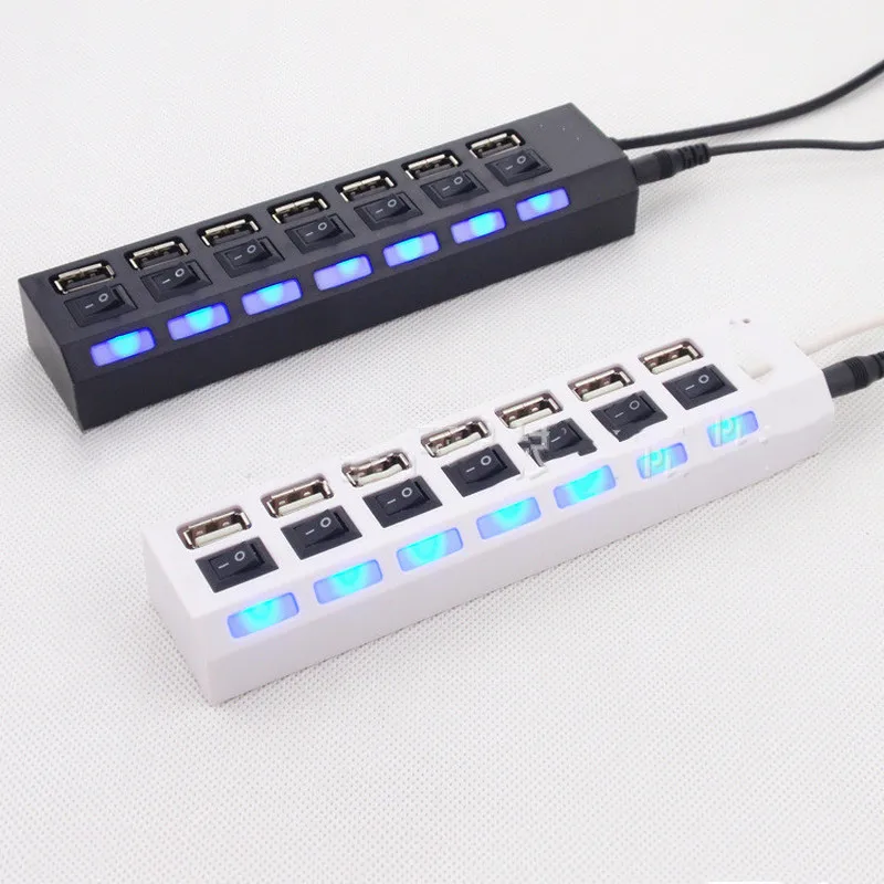 Портативный конвертер с 7 портами адаптер для ПК USB 2 0 со светодиодной подсветкой