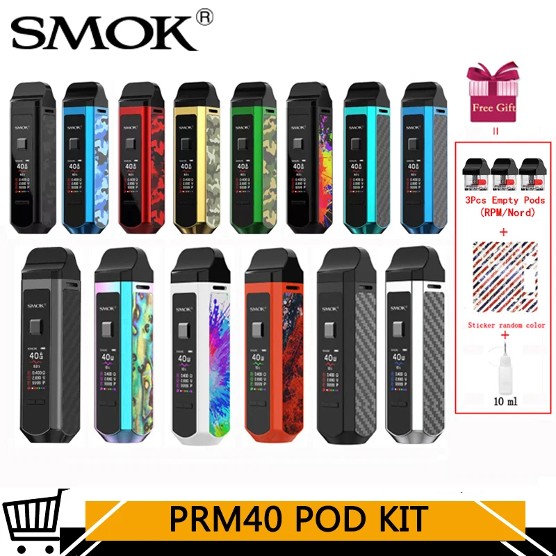 

Original SMOK RPM40 Pod Kit Vape 40W 1500mAh Battery 4.3ml Tank RPM Mesh 0.4ohm 4.5ML Nord Pod Electronic Cigarette Vaporizer