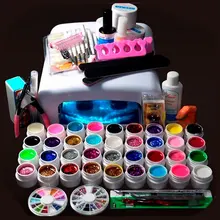 Pro 36 Вт УФ-гель белая лампа и 36 цветов УФ гель для ногтей Наборы инструментов